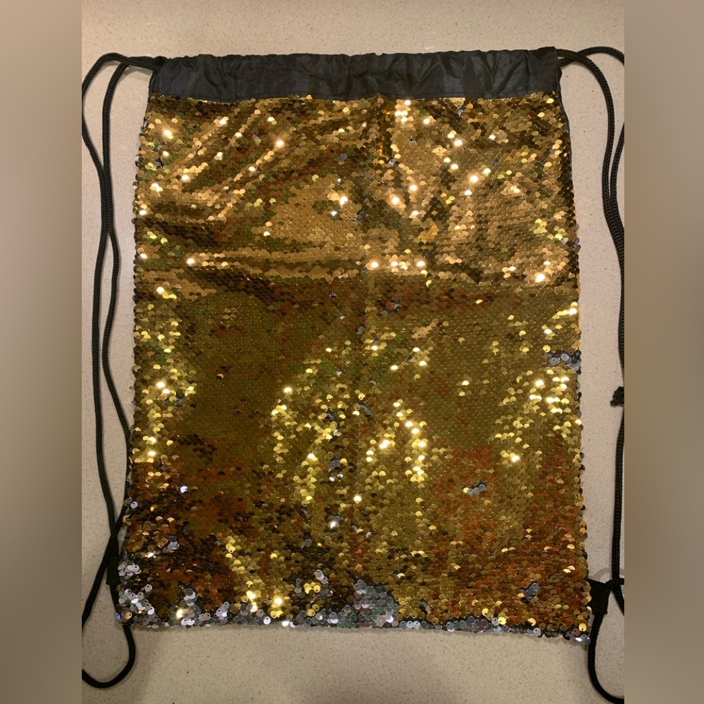 Gold & Silver Sequin Drawstring Backpack